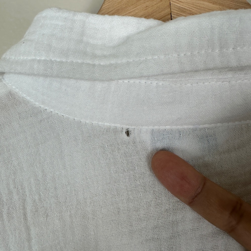 Blue Island Women's XS Button Down Shirt White St Tropez Ibiza Mykonos Gauze NEW - Picture 8 of 10